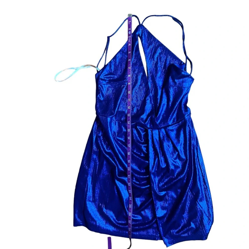 Superdown Claudette Cutout Blue Metallic Mini Dress Size Medium NWOT - Picture 8 of 14